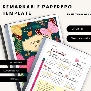 Template Remarkable Paper Pro 2025 Year Planner- Hyperlinked Digital Planner- 2025 Year Planner - Monthly Planner - Digital Download