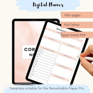 Digital Cornell Notes Planner Template for reMarkable Paper Pro & Printable Use- Digital Planner- Cornell notebook- ReMarkable 3-eInk Tablet