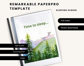 Sömnskärm – Minimalistisk konstmall för reMarkable Paper Pro & reMarkable 3 – eInk-surfplatta – För digital planerare – Surfplattatillbehör