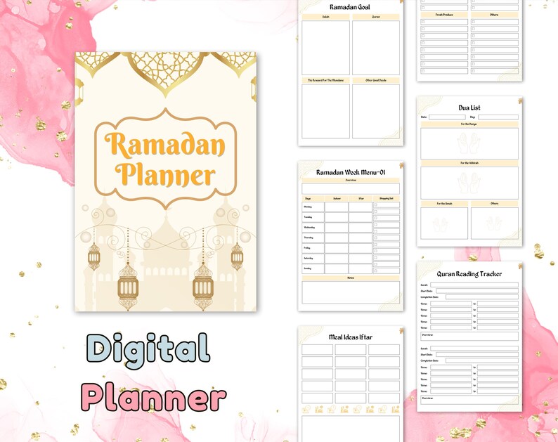 Qur'an reading tracker and duas reflection in Ramadan planner