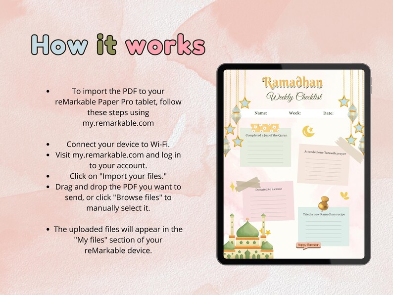 Islamic planner for fasting, Quran tracking, and daily goals on reMarkable