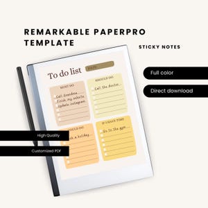 Full-Color To- Do List Template for ReMarkable Paper Pro- Digital planner- eInk Tablet template- Remarkable 3 Template- Task tracker