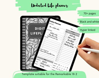 Digital Life Planner Template for reMarkable 1 & 2- Interactive planner- Remarkable templates- Undated Monthly Planner