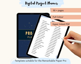 Digitales Projektplaner-Notizbuch für reMarkable Paper Pro und druckbare Nutzung – Kanban-Board – Projektzeitleiste – Teammanagement – Mitarbeiterplaner