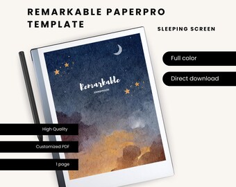 Mall för skärmsläckare för sömn för reMarkable Paper Pro - Minimalistisk konst - reMarkable 3 - anmärkningsvärt omslag - Digital planerare - eInk-surfplatta