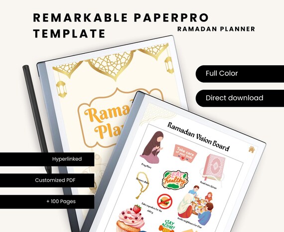 Ramadan planner template Remarkable 3- Islamic journal- Quran tracker- Digital planner- Printable planner- ReMarkable Paperpro template