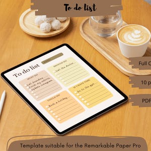 Full-Color To- Do List Template for ReMarkable Paper Pro- Digital planner- eInk Tablet template- Remarkable 3 Template- Task tracker