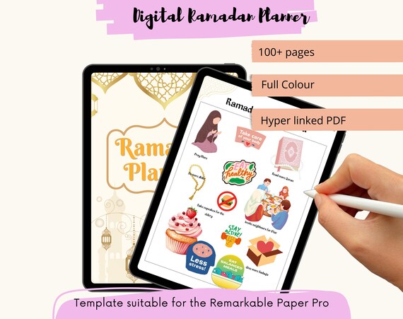 Ramadan planner template Remarkable 3- Islamic journal- Quran tracker- Digital planner- Printable planner- ReMarkable Paperpro template