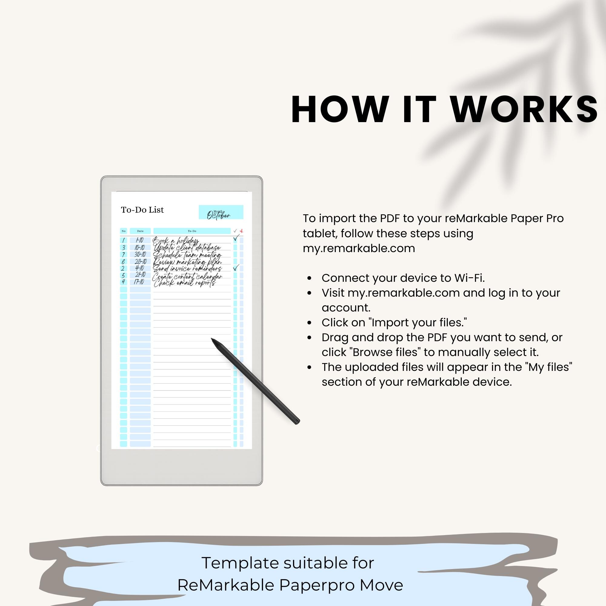Remarkable Paper Pro Move To-do List Template | Task List for ...