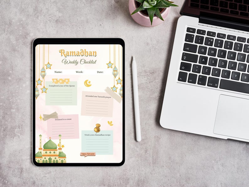 Digital planner with Ramadan productivity templates for reMarkable 3