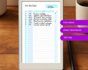 Modèle de liste de tâches Remarkable Paper Pro | Liste de tâches pour Remarkable | Planificateur numérique PDF | Suivi des tâches | Liste de contrôle | Page de notes