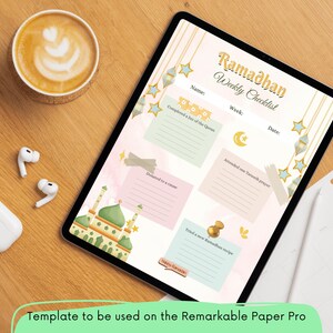 Ramadan to-do list template for reMarkable Paper Pro in full color.
