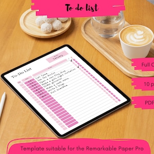 ReMarkable Paper Pro To-Do List Template – Digital planner- eInk Tablet template- Printable- Minimalistic Art- Task Tracker- ReMarkable 3