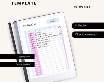 Modèle Paperpro remarquable Liste de choses à faire- Planificateur numérique- Suivi des tâches- Accessoire tablette- Modèle de tablette eInk- Imprimable- Art minimaliste