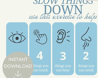 Printable Grounding Technique Poster, Teens and Kids, Emotional Understanding, Therapy Office, Classroom, Calm Corner, Instant Download