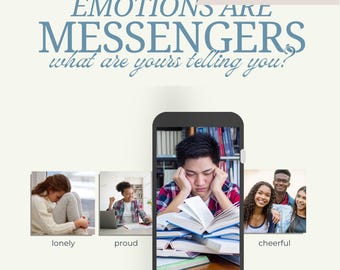 Printable Emotional Regulation Poster, Teens and Kids, Therapy Office, Classroom, Calm Corner, Emotions are Messengers, Instant Download