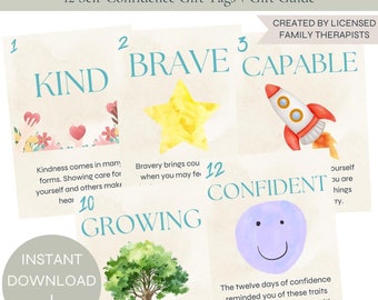 Kids Confidence Building Gift Tags, Unique Kids Gift, Build Confidence, Gift Tags, Gift Guide, Instant Download