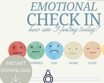 Printable Emotional Check In, Emotional Regulation Poster, Teens and Kids, Therapy Office, Classroom, Calm Corner, Instant Download