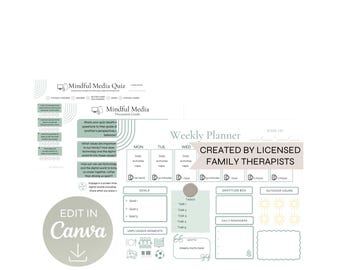 Customizable Weekly Family Planner, Screentime guide, Family meeting guide, Kids screentime, Edit in Canva, Family Screentime Discussion