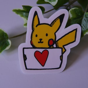 Pikachu Sticker//funny sticker//cute sticker//waterproof and scratch resistant//great for scrapbooking, laptops, water bottles, etc.