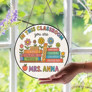 Custom Teacher Stained Glass Suncatcher,Windown Hanging,Teacher Appreciation Gift From Student,Back To School,Teacher Gift,Classroom Decor