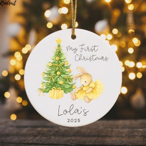 Personalized Bunny Baby’s First Christmas Ornament, Custom Baby Girl Name Keepsake, First Christmas Gift for Baby,Newborn Holiday Decoration