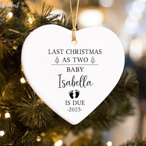 Last Christmas As Two Ornament 2025 - Pregnancy Announcement - New Baby Christmas Gift - Custom Parents Ornament - Family Holiday Keepsake