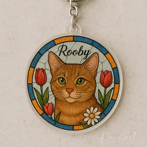 Personalized Pet Portrait Stained Glass Suncatcher, Custom Cat Portrait from Photo, Dog Portrait Art Suncatcher, Stained Glass Dog Memorial