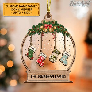 Personalized Family Ornament, Custom Acrylic Christmas Ornament, Family Socks Christmas ornament,Holiday Gift,Family Keepsake,Christmas Gift