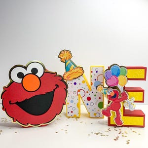 Letras 3D para fiesta de sésamo, fiesta de cumpleaños callejera, decoraciones para fiesta callejera de monstruo rojo, decoraciones de cumpleaños de sésamo, fiesta de cumpleaños