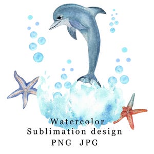 Summer Sublimation Design-Print Ready Graphics For Kids Clothing-T-Shirts-Dolphin-High Resolution-Digital Download Png Jpg