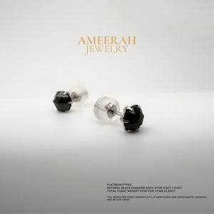 Black Diamond Stud Earrings (Pair) 1CT in T.W. in Platinum PT900 Settings , Fine Jewelry / Natural Diamond / Ear Stack