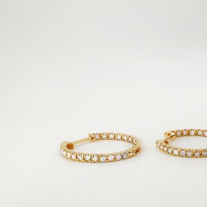 18K Solid Gold Diamond Hoop Earrings  Approx 19.mm / 0.5 Carat T.W. Natural Diamond / In and Out Hoop / Elegant Earrings / Fine Jewelry