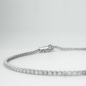 18K Solid Gold Diamond Tennis Bracelet / Natural Diamond Size 7.5 / Dainty Bracelet , Fine Jewelry , Stackable Bracelet / Gift For her
