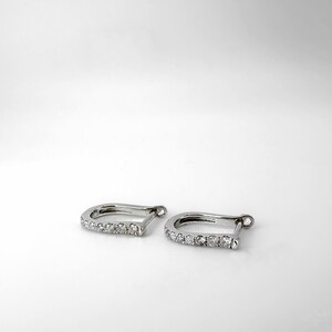18K Solid Gold Diamond Hoop Earrings PAIR / Huggies Earrings / Fine Jewelry, loop Earrings , Dainty Minimalist Everyday Earrings / Stackable