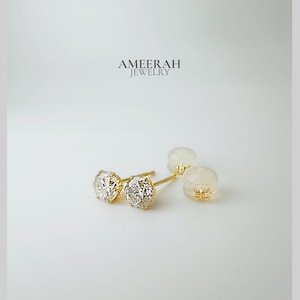 18K Solid Gold Natural Diamond Solitaire Stud Earrings / Minimalist Earrings / Elegant Earrings / Fine Jewelry / 0.6 Carat T.W / Round CUT