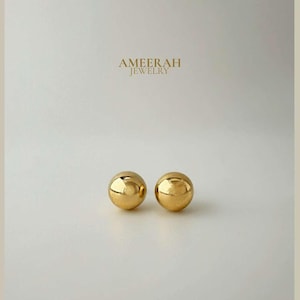 18k Solid Gold Round Ball  Design Stud Earrings / Minimalist Earrings / Dainty Earrings / Everyday Earrings / REAL Gold / Gift for her