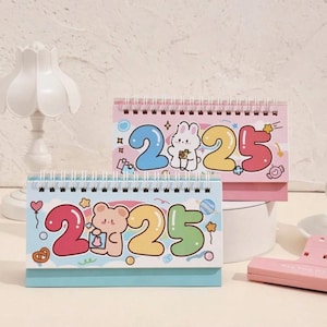Calendario, calendario de escritorio, kawaii, dibujos animados, planificador, calendario anual, calendario mensual