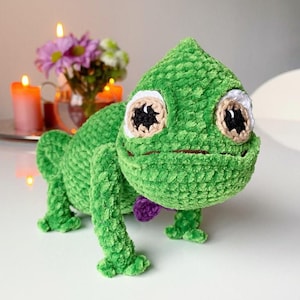 Chameleon Crochet Pattern PDF | Cute Amigurumi Lizard Plush | Easy DIY Animal Pattern for Beginners | Colorful Chameleon Soft Toy