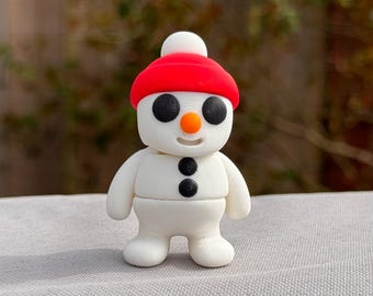 3D Printed Snowman Figurine – Winter Desk Decor – Small Holiday Decoration, Stocking Stuffer (Age 4+)