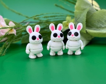 Tiny Bunny – 3D Printed Mini Bunny Toy – Cute Gift for Coworkers, Goody Bags, Party Favors, Easter Basket Filler (Age 3+)