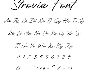 Strovia Font PNG, SVG, TTF - Letters and Numbers, Script Font, Cricut Font, Canva Font, Handwritten Font