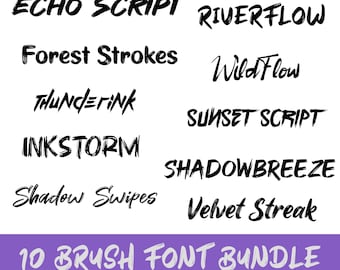 10 Brush Font Bundle PNG/SVG/TTF, Hand-Painted Letters & Numbers, Artistic Script Fonts, Cricut Fonts, Canva Fonts, Bold Brushstroke Fonts