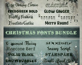 Christmas Fonts Bundle | Xmas Script, Handwritten & Decorative Fonts | Holiday Cricut Font Pack | Winter Craft Fonts | Festive Alphabet Set