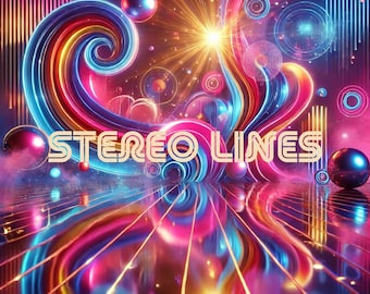 Stereo Lines Retro Font – Neon Groovy 70s Line Art Typeface, Psychedelic Swirl Display Font, Colorful Retro Wave Lettering for Posters&Logos
