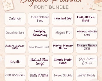 Digital Planner Font Bundle | 20 Planner & Journal Fonts for GoodNotes, Notability, Canva | Handwritten, Minimal, Mono Fonts |Commercial Use