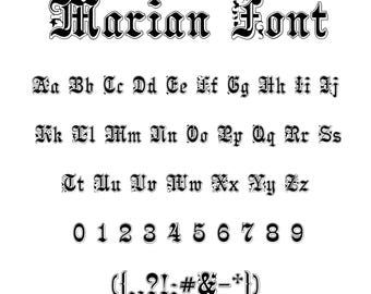 Marian Font TTF, SVG, PNG - Letters and Numbers, English Fonts, Cricut Fonts, Canva Fonts, Old English Font
