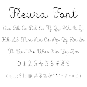 Fuente Fleura PNG, SVG, TTF: letras y números, fuente de escritura, fuente Cricut, fuente Canva, fuente manuscrita
