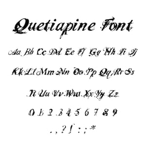 Quetiapine Font TTF, SVG, PNG - Letters and Numbers, English Fonts, Cricut Fonts, Canva Fonts, Old English Font