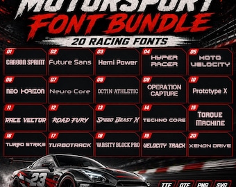 Motorsport Font Bundle | 20 Racing & Speed Fonts | Car Decal, Racing Logo, Tuning, Esports, Automotive Display Fonts | Commercial Use